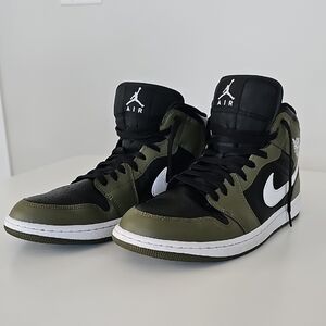 Jordan Air 1 Mid Men’s High-Top Sneakers - Black & Olive